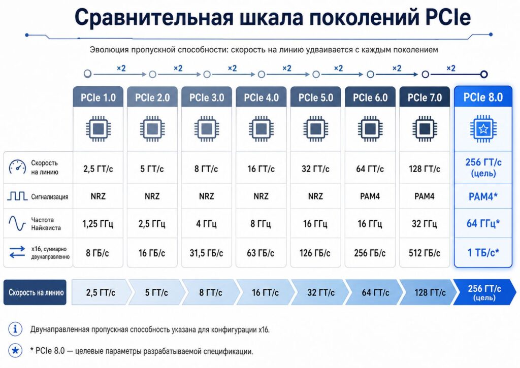 Сравнительная таблица PCIe