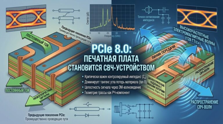 PCIe 8.0: печатная плата окончательно становится СВЧ-устройством
